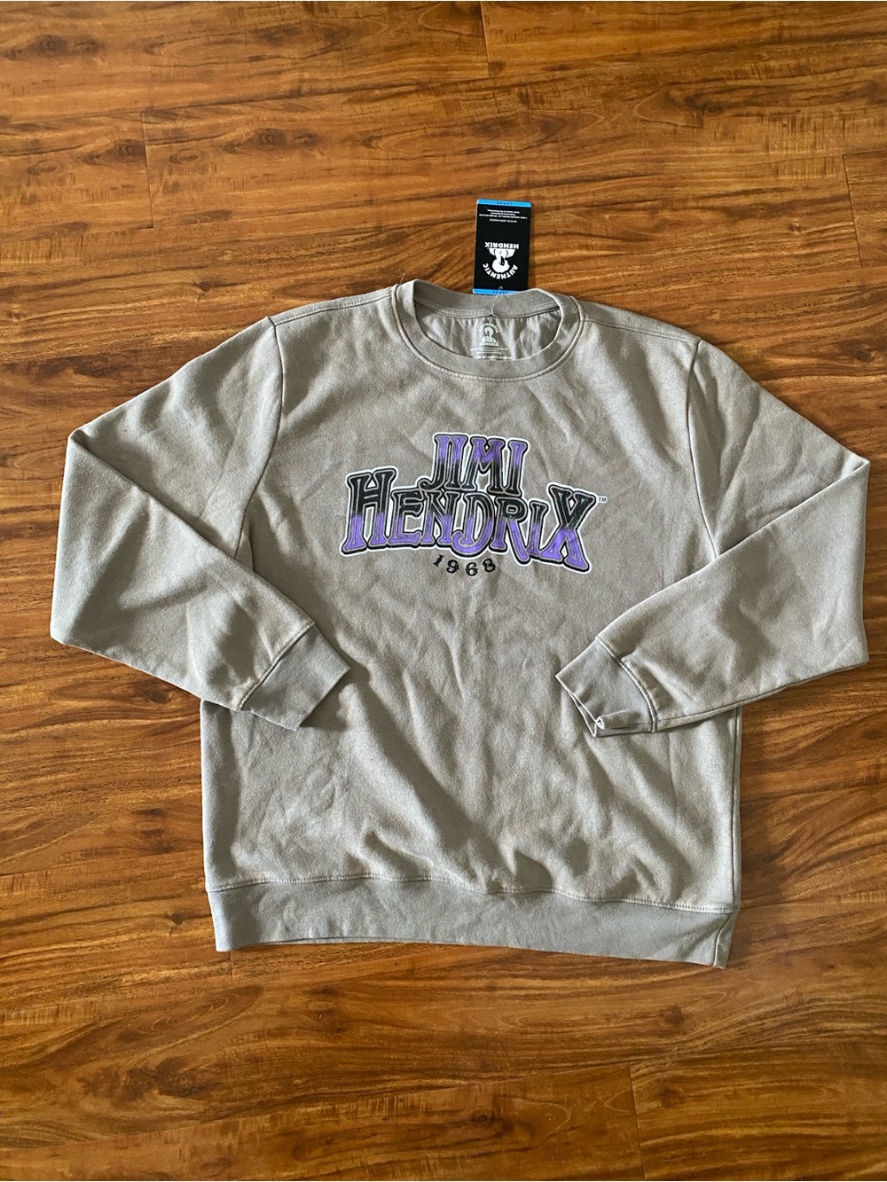 NWT New Taupe Mens Jimmy Hendrix Crew Sweatshirt Size Large Casual Streetwear
